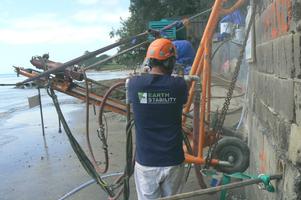 Installation Of Anchors Through Failed Seawall